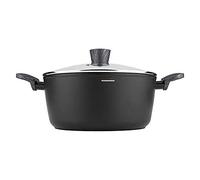 Florina Bono Casseruola Alta 24cm Induction, 4L, Alluminio, Fondo FULL INDUCTION, Coperchio in Vetro, Marmo Antiaderente senza PFOA, Adatto a tutti i Fornelli, Vitroceramica, Elettrico, Gas