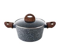 Florina Granite Casseruola Alta a Induzione 28cm, 6,1 Litri, Alluminio, Coperchio in Vetro, Antiaderente Granito senza PFOA, Manici in Simil Legno, Adatto a tutti i Fornelli, Vitroceramica, Gas