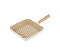 FLORINA Padella grill in alluminio Nube | 26x26 cm | In alluminio fuso | Adatta all'induzione | Rivestimento ceramico antigraffio | Manico soft-touch effetto legno | Resistente al calore
