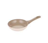 FLORINA Padella in alluminio forgiato MOKKA | 18 cm | Con rivestimento in ceramica | Per fornelli a induzione, a gas ed elettrici | Manico soft-touch effetto legno | Resistente ai graffi