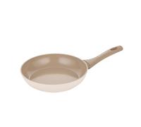 FLORINA Padella in alluminio forgiato MOKKA | 22 cm | Con rivestimento in ceramica | Per fornelli a induzione, a gas ed elettrici | Manico soft-touch effetto legno | Resistente ai graffi