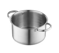 FLORINA Pentola in Acciaio Inossidabile (2,5 l) 18 cm I Pentola con Coperchio in Vetro I Con Misurino e Manici Ribattuti I Fondo a 3 Strati I Adatta alla Lavastoviglie I Induzione, Gas ed Elettrico