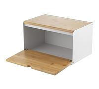 Florina Porta Pane BRUSTO 35,5 x 21,5 x 19,5 cm I Acciaio con Coperchio in Bambù I Contenitore per Pane Spazioso e Moderno I Conservazione Più Fresco I Colore: Bianco