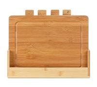 FLORINA Set di 4 Taglieri in Bambù con Supporto CHEF I Taglieri in Bambù Naturale con Scanalature per i Succhi I Antibatterico I Taglieri Universali adatti per Formaggio, Carne, Frutta, Verdura