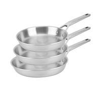 Florina Set Padelle in acciaio inox LUCIDA | 20 CM, 24 CM, 28 CM | 3 pz | 3 strati | Nucleo in alluminio | Adatta al forno | Manico ergonomico | Finitura a specchio | Tutti i piani cottura