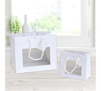 FLORIO CARTA 10 Shopper Bianca con Finestra Trasparente. Dimensioni: 16 x 8 x 13 cm