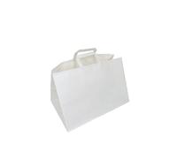 FLORIO CARTA | Pacco da 225 Shopper Delivery o Take Away | Colore Bianco in Carta Kraft da 110 gr. | Manico in Carta | Dimensioni 35x23x25 cm | Sopporta Un Peso Fino ad Un Max. di 3Kg