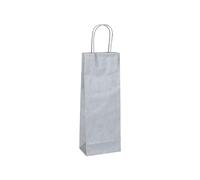 Florio Carta - Pacco da 25 Shopper per Bottiglie di Vino Colore Argento |Carta da 110 gr.| Dimensioni: 14x09x39 cm| Manico in Carta Ritorta Colorata | Disponibile in Vari Colori