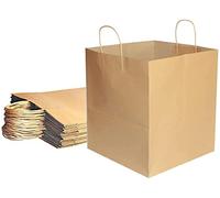 FLORIO CARTA - Shopper Delivery o Take Away PER CARTONI PIZZA | 150 Pezzi | Carta Kraft Colore Avana | Manico in Carta | Dimensioni: 35x35x40 cm. | Sopporta Pesi Fino ad un Max di 3,5Kg