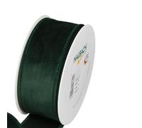 FloristryWarehouse Nastro in tessuto di velluto di colore verde abete, largo 50 mm su rotolo di 8 m con bordo metallico
