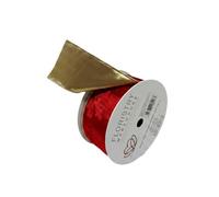 FloristryWarehouse Nastro in velluto con bordo dorato e retro 60 mm x 10 m, rosso