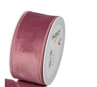 FloristryWarehouse Nastro in velluto rosa scuro, larghezza 50 mm, su rotolo da 8 m, bordo cablato