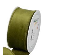 FloristryWarehouse Nastro in velluto verde natalizio, larghezza 50 mm, rotolo da 8 m con bordo cablato