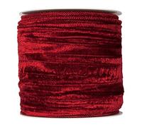 FloristryWarehouse, Nastro natalizio in velluto effetto stropicciato, colore rosso vinaccia, larghezza 100 mm per 8 metri di lunghezza, su rotolo, con bordo in filo metallico