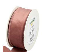 FloristryWarehouse Nastro natalizio in velluto rosa polveroso, larghezza 50 mm su rotolo da 8 m con bordo cablato