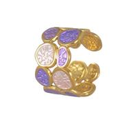 Florisync Anelli aperti a doppio strato in acciaio inossidabile di forma irregolare regolabile gioielli di moda donna accessori alla moda in acciaio inossidabile forma irregolare, Misura unica, come