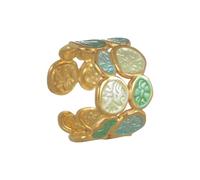 Florisync Anelli aperti a doppio strato in acciaio inossidabile di forma irregolare regolabile gioielli di moda donna accessori alla moda in acciaio inossidabile forma irregolare, Misura unica, come