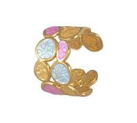 Florisync Anelli aperti a doppio strato in acciaio inossidabile di forma irregolare regolabile gioielli di moda donna accessori alla moda in acciaio inossidabile forma irregolare, Misura unica, come