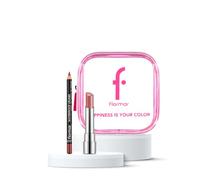 Flormar Set per labbra con rossetto e matita per labbra, impermeabile, 246 Rosebush, rossetto Sheer Up 003 Pinky Nude