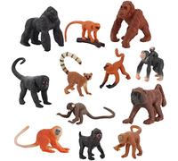 FLORMOON - 12 statuette di piccole scimmie realistiche, giocattoli educativi precoci, progetti scientifici, regalo di Natale e compleanno per bambini (confezione da 12 piccole scimmie)