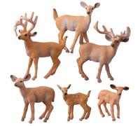 FLORMOON Animal Figures - 6pcs Realistic White Tailed Deer Action Model - Plastic Wild Animal Learning Party Favors Toys - Educational Forest Farm Toys Birthday Cupcake Topper For Kids