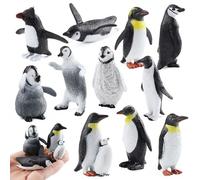FLORMOON Giocattoli a forma di pinguino, 11 pezzi, realistici piccoli animali polari, fingurine, animali invernali, per il primo compleanno educativo, topper per cupcake, regalo per bambini