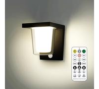 FLORNIA Lampada LED per esterni con sensore di movimento, lampada da esterno con sensore crepuscolare, lampada da parete per interni ed esterni con telecomando, resistente alle intemperie, per