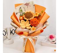 Floro a fiore all'uncinetto a maglieria per il compleanno della giornata