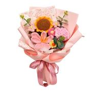 Floro a fiore all'uncinetto a maglieria per il compleanno della giornata