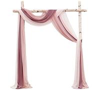 Floroom Arco di nozze drappeggiato tessuto 3 pannelli 20ft chiffon tessuto drappeggio pergolato cerimonia di nozze ricevimento swag decorazioni (malva+rosa polverosa+fard)