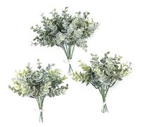 Floroom Steli di eucalipto artificiali floccati spray per vegetazione, 18 pezzi, migliori piante finte riempitive, per bouquet di nozze fai da te, centrotavola