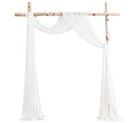 Floroom Tessuto drappeggiato per archi di nozze, 2 pannelli, 5 m, in chiffon, bianco, drappeggi, pergolato, drappeggio, cerimonia nuziale, ricevimento, decorazioni