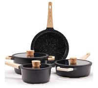 Florosa Set pentole in ceramica Set pentole a induzione con coperchi Set pentole con motivi in granito rivestimento antiaderente nero