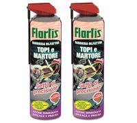 Flortis Barriera topi e martore spray. Pack da 2 Spray 600ml. Barriera olfattiva e getto di precisione. Dissuasori per topi ad azione immediata. Repellente topi naturale. Repellente topi interno/auto