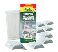 Flortis Trappola pesciolini d'Argento. Kit 8 unità di trappole per pesciolini Argento. Disinfestazione casa Anti pesciolini d'Argento. Esca Senza Veleno pronta all'Uso. Efficacia Trappola Fino 90gg.
