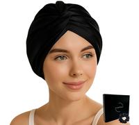 Flortree Cuffia in seta per dormire per capelli sani durante la notte, mantiene la forma dei ricci, previene l'effetto crespo e la rottura dei capelli, per donne con tutti i tipi di capelli (nero)