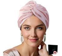 Flortree Cuffia in seta per dormire per capelli sani durante la notte, mantiene la forma dei ricci, previene l'effetto crespo e la rottura dei capelli, per donne con tutti i tipi di capelli (rosa)