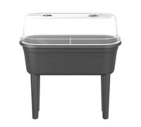 FLORUS Set da tavolo per coltivazione, aiuola rialzata per giardino o balcone, con coperchio protettivo, 26,4 x 37 x 78,0 cm, grigio/antracite