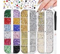 Floruvia 10000Pcs Strass colorati per unghie e decorazioni, perle piatte e caviar per unghie, brillanti pietre per creazioni fai da te per unghie