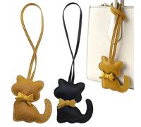 Floruvia 2 Pezzi Portachiavi per Borsa con Gattino, Charm in Pelle PU, Accessorio Moda per Donna