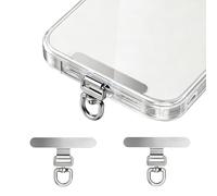 Floruvia 2 pezzi Ultra Sottile Universale Phone Tether Tab con Clip Rotante a 360° in Acciaio Inossidabile per Custodie, Supporto per Smartphone Sicuro per Giornaliero Viaggi e Outdoor (Argento)