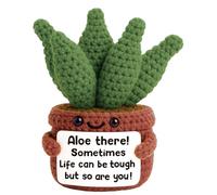 Floruvia Pianta Aloe Vera Uncinetto Positiva, Mini Pianta Uncinetto con Messaggio Positivo, Regali Ispiratori, Compleanni, Festa della Mamma, Divertente Girasole Succulenta