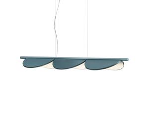 FLOS Almendra Linear LED a sospensione 3 luci, blu Flos
