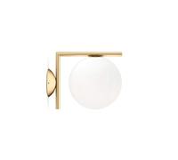 FLOS Applique da parete in ottone con diffusore in vetro soffiato, collezione Ic, versione Ceiling Wall 1, 60 W, 20 x 21,6 x 28 centimetri, colore ottone (riferimento: F3178059)