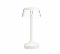 Flos Bon Jour Unplugged Lampada Da Tavolo Bianco Con Paralume Trasparente