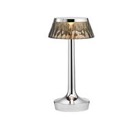 Flos Bon Jour Unplugged Lampada Da Tavolo Cromo Con Paralume Naturale