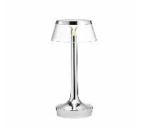 Flos Bon Jour Unplugged Lampada Da Tavolo Cromo Con Paralume Trasparente