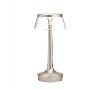 Flos Bon Jour Unplugged Lampada Da Tavolo Cromo Opaco Con Paralume Trasparente