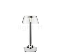 Flos Bon Jour Unplugged Lampada ricaricabile LED, corpo cromo/corona trasparente -
