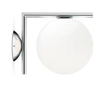 FLOS IC Lights Ceiling/Wall 1 Lampada 20 cm da parete/soffitto a luce diffusa in vetro opalino bianco e ottone cromo
